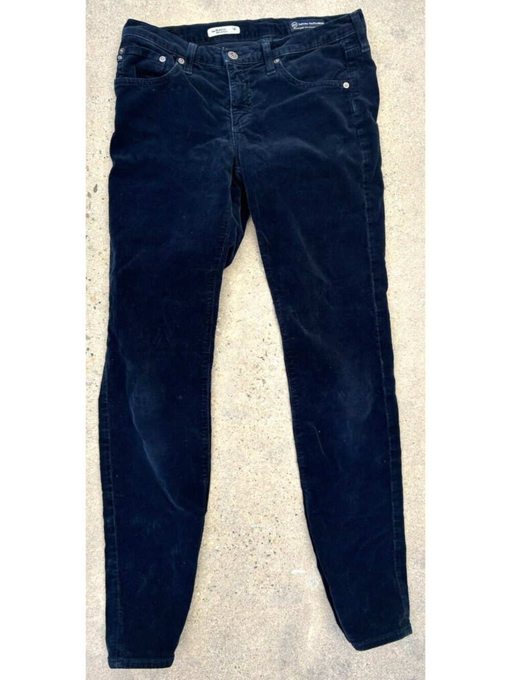 AG Stevie Ankle Slim Straight Blue Corduroy Pants Women's 30W Navy Velvet L31